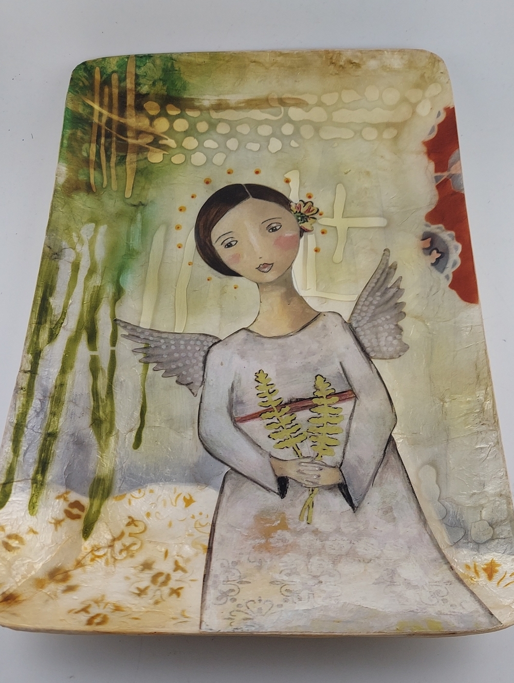 Kelly Rae Roberts Angel Shell Decorative Tray 12"×8" Something Beautiful
